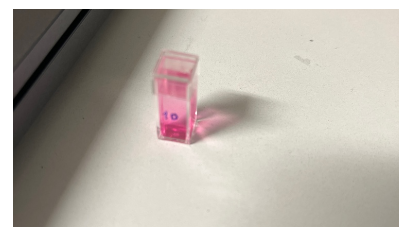 Cuve avec solution rose réactif de Griess